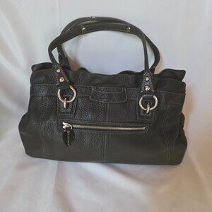 Coach Pebbled Leather Satchel | Black | Scalloped Edge | Silver Hardware